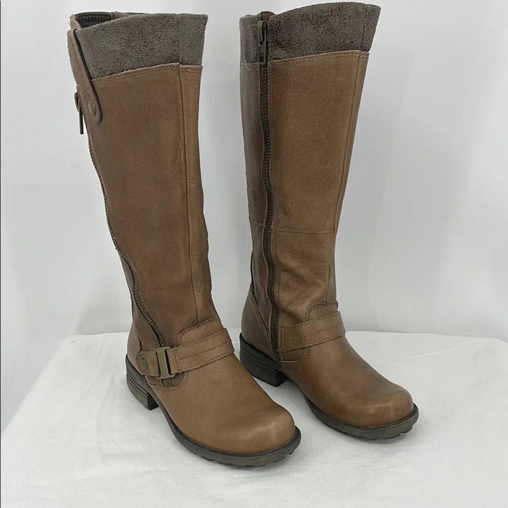 EARTH ORIGINS PORTIA SIZE 7 Brown Leather Knee-High Women's Boots